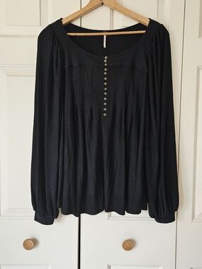Free People Black Long-Sleeve Top